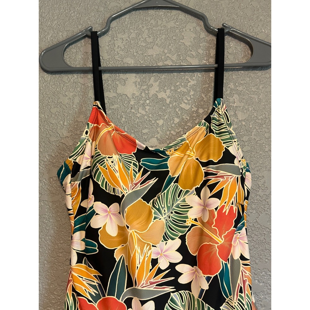 Hurley Womens Tropical Floral One Piece Swimsuit Black Multi Color Size M - Picture 4 of 14